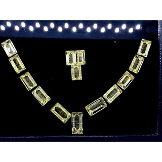 112.48 ct มะนาว ควอตซ์ แท้ ธรรมชาติ Natural Lemon Quartz Fancy Cut Complete Layout Set For Necklace, Earring &amp; Ring