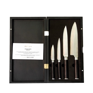 PRIM มีดเชฟดามัสกัส อย่างดี ของแท้ 4 ชิ้น Damascus Knife set of 4pcs in wooden box