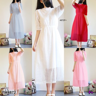 TW4872 Maxi Dress เดรสลูกไม้ เจาะสามเหลี่ยมช่วงคอ **สอบถามก่อนสั่งซื้อ**