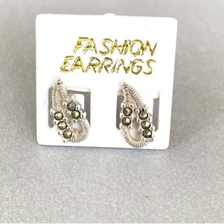 ต่างหูเงินแท้925 ตัวเรือนเงินแท้ประดับมาร์คาไซท์(Marcasite Earring)