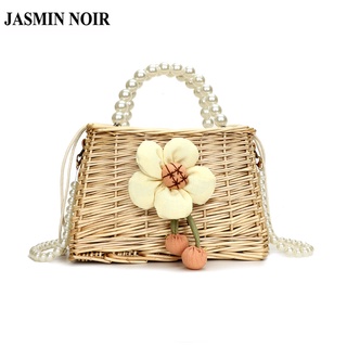 Jasmin NOIR กระเป๋าถือ กระเป๋าสะพายข้าง ประดับมุก ดอกไม้ สําหรับผู้หญิง