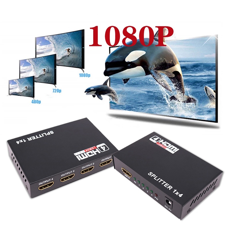 กล่องฮับสวิตช์ Hdmi 1080p 1X4 พอร์ต 4K Hdmi พร้อมพาวเวอร์ซัพพลาย