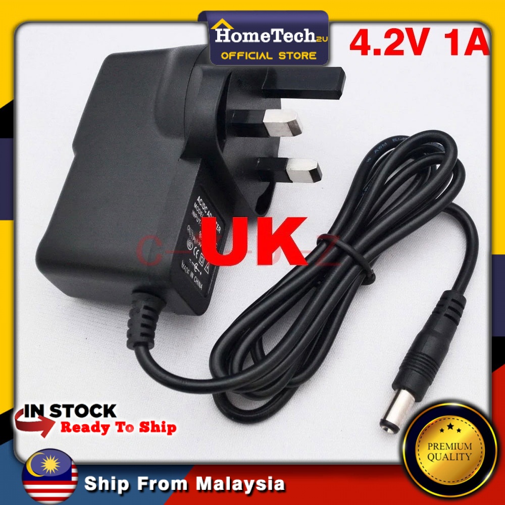 UK Plug 4.2V 1A AC DC Power Supply Adapter UK Plug Charger สําหรับแบตเตอรี่ลิเธียม