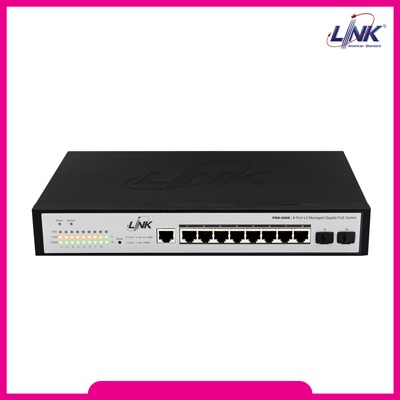 PSG-5008: LINK 8-Port L2 Managed GIGABIT PoE SWITCH (AC 70W); 8 GE (PoE) + 2 SFP (GE)