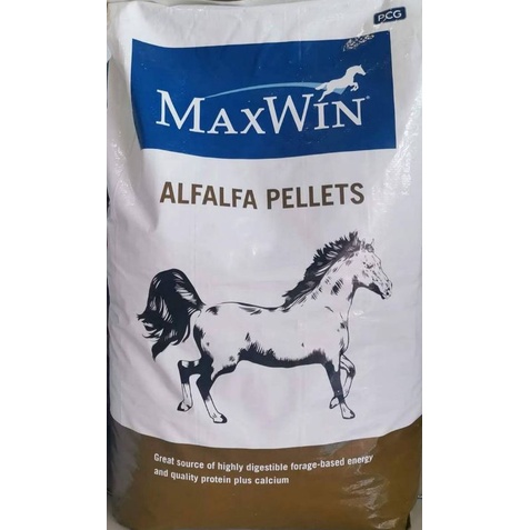 Maxwin alfalfa pellets อาหารม้า แม็กซ์วิน น้ำหนัก 20kg