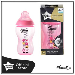 Tommee Tippee CTN 12oz/340ml Bottle SS Med Flow Teats - (Pink)