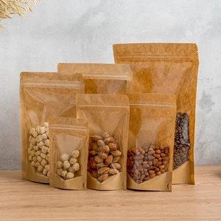 ถุงคราฟท์ หน้าใสหลังคราฟท์ ถุงซิปล็อค (โค้ด7FMF3RN ลด10%) 50ใบ(มีปลายทาง)Brown Kraft