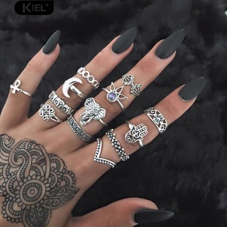 ‴ 13 ชิ้น / เซ็ท Boho Knuckle แหวนท่อนดอกไม้ Midi Finger Moon Flower Stacking Ring Jewelry