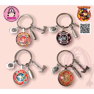 💖คร่ำหวอดเซฟตี้ พวงกุญแจดับเพลิง Firefighter KeyChain กู้ภัย Fire Dept