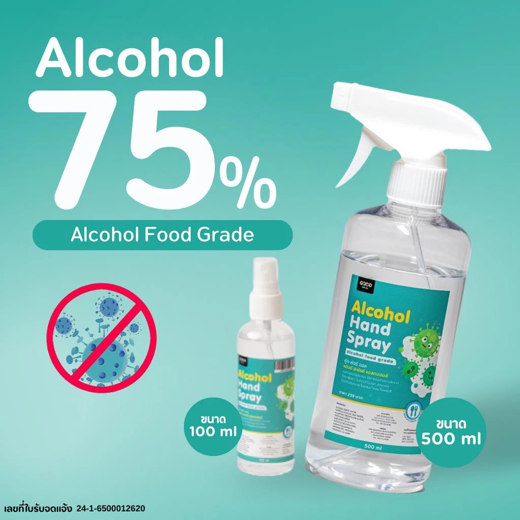 Goodforall Alcohol Hand Spray I Alcohol Food Grade แฮนด์ สเปรย์ แอลกอฮอล์ 75%