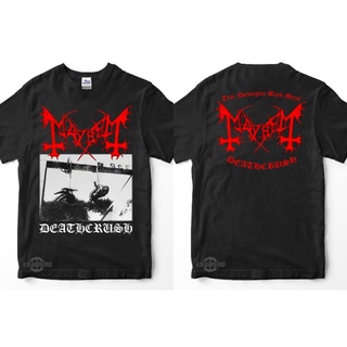 【เสื้อยืดใหม่】เสื้อผ้าผชเสื้อยืดพรีเมี่ยม พิมพ์ลาย MAYHEM DEATHCRUSH BLACKMETAL GOTHIC สําหรับผู้ชายS-5XL