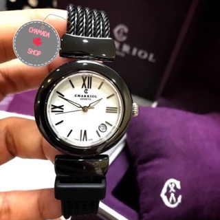 🍃CHARRIOL AEL WHITE DIAL BLACK RUBBER LADIES WATCH