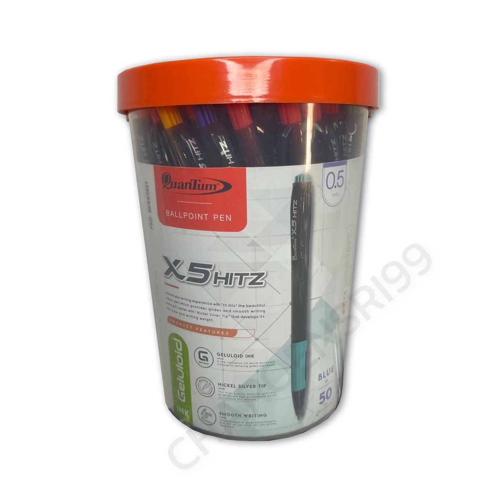 ปากกาควอนตั้ม X5 HITZ สีน้ำเงิน 50ด้าม