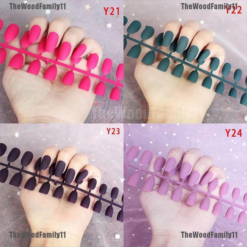 COD RTS24Pcs Purple Carved False Nails Acrylic UV Gel Full French Fake