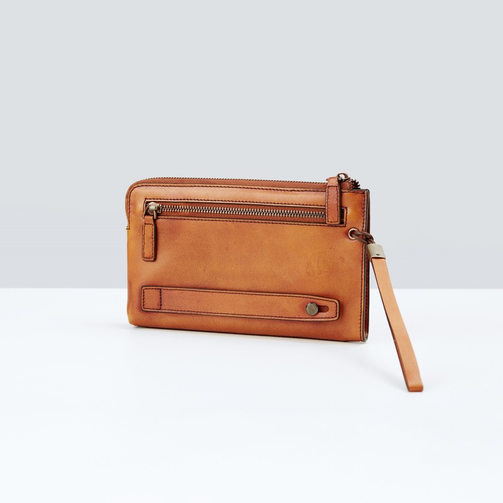 AWARINN หนังแท้ Leather purse (Caramel / Black) กระเป๋าสตางค์หนังแท้