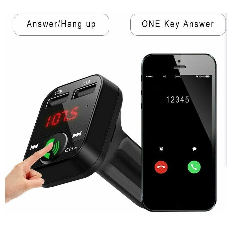 บลูทูธติดรถยนต์ ตัวรับสัญญาณบลูทูธ USB Charger เครื่องเล่นบลูทูธ MP3 Bluetooth Transmitter FM Transm