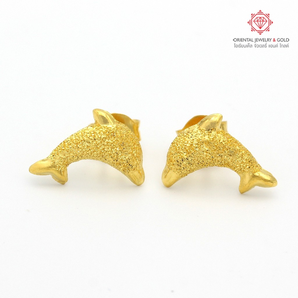 [เก็บเงินปลายทาง/ผ่อน 0%] OJ GOLD ต่างหูทองแท้ น.น. ครึ่งสลึง 96.5% โลมา 1.9 กรัม ขายได้ จำนำได้ มีใ
