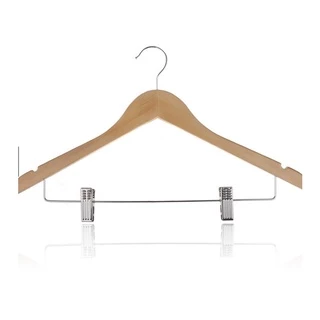 HappyThai ไม้แขวนเสื้อไม้ทึบพร้อมคลิปเหล็ก 45cm（3 ชิ้น / 6 ชิ้น）Y-08