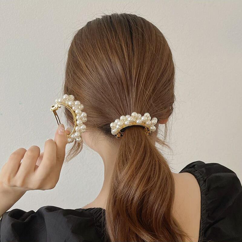 Pearl Spring Clip Fashion Ponytail Hair Clip for Women Hair Accessories |  Shopee Thailand