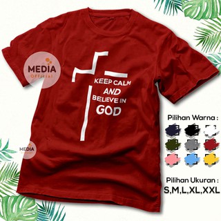 เสื้อยืดผ้าฝ้ายพิมพ์ลาย เสื้อยืด พิมพ์ลาย Believe in God Cross Spiritual - Christian Cross Jesus Distro Christian 2383