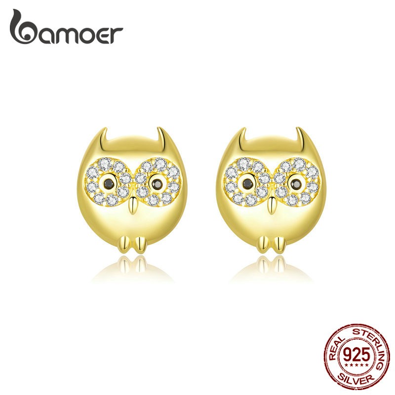 BAMOER 925 Silver Earring Perpetual Owl BSE304