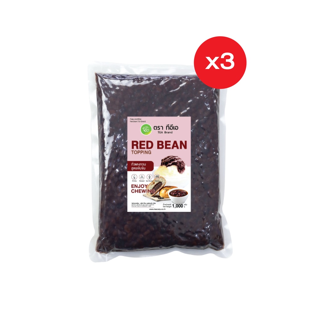 ทีอีเอ ถั่วแดง ถั่วแดงกวน สำเร็จรูป ท็อปปิ้งเครื่องดื่ม ไส้ขนม Red Bean Topping 1,000 กรัม x แพ็ค 3 ชิ้น