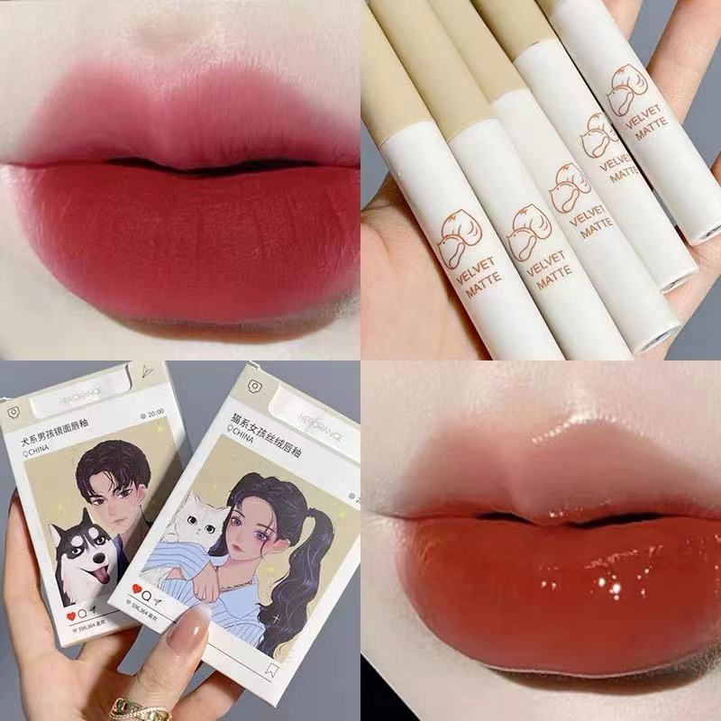 พร้อมส่ง HERORANGE ลิปสติก ลิปเซท5แท่ง ลิปแดงก่ำเนื้อแมท