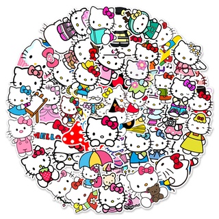 Y&amp;P| ชุดสติ๊กเกอร์ Hello Kitty การ์ตูนเส้นขยุกขยิกกันน้ำ, 50 แผ่น/ชุด