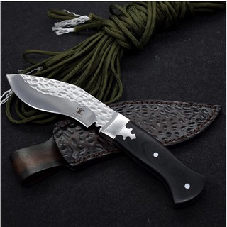 มีดกุรข่า Kukri มีดใบตาย (fixed blade) Blackdragon handmade forged เหล็ก 9Cr18Mov ด้ามไม้ ebony ซองหนังแท้