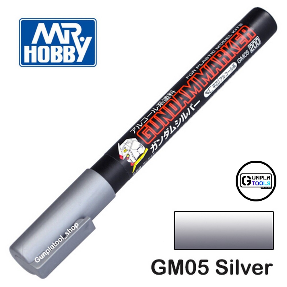[ MR.HOBBY ] Gundam Marker GM05 Silver กันดั้มมาร์คเกอร์ ปากกาทาสี สีเงิน