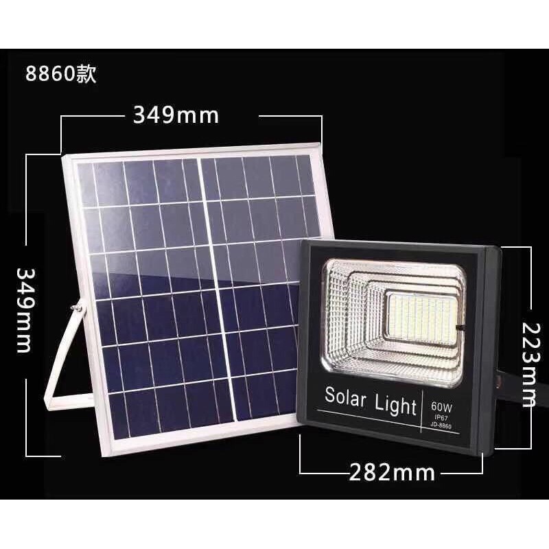 JD Solar Light 60w ไฟสปอร์ตไลท์ กันน้ำ ไฟ Solar Cell ไฟ led โซล่าเซลล์ โซลาเซลล์ ไฟ led โซล่าเซลล์ ส