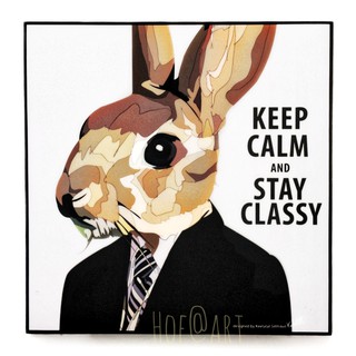 Rabbit กระต่าย Keep Calm and Stay Classy รูปภาพ​ติด​ผนัง​ pop art การ์ตูน cartoon แต่งบ้าน ของขวัญ กรอบรูป รูปภาพ