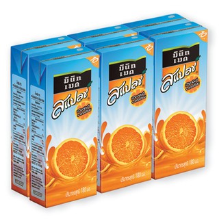 มินิทเมด สแปลซ น้ำส้ม ขนาด 180 มล. แพ็ค 6 กล่อง Minute Maid Splash Orange Juice 180 ml. Pack of 6 boxes.