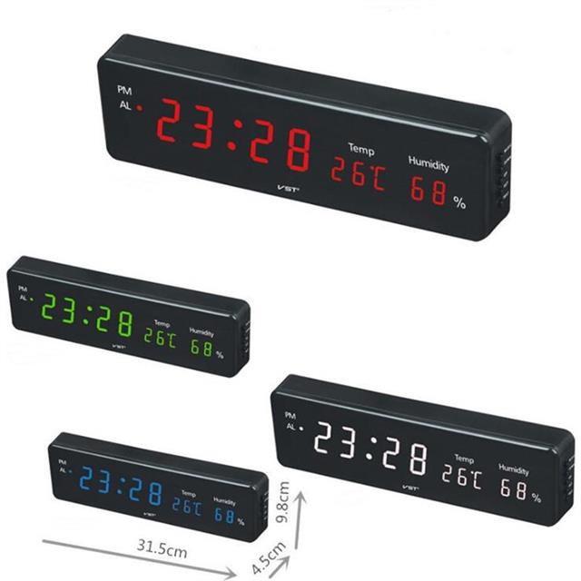 Digital Alarm Clock 3 Alarms LED Clock Time Temperature Humidity ...