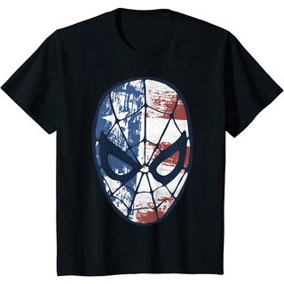 เสื้อยืด ผ้าฝ้ายแท้ ระบายอากาศได้ดี พิมพ์ลายธงอเมริกัน Marvel Spider-Man คุณภาพสูง สไตล์วินเทจ สําหรับผู้ชาย