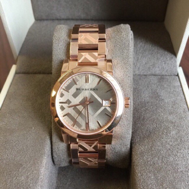 BU9039. 38 mm. Burberry Rose Gold-tone Dial Stainless Steel Quartz Ladies Watch BU9039 หรูหรามาก