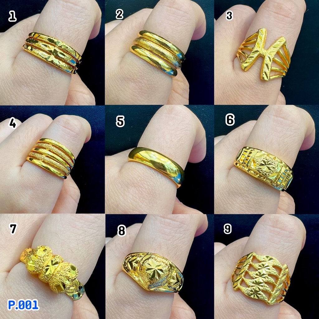 (ถูกสุด)สีสุกเหมือนทองจริง🔥แหวนทองหุ้ม P.001 งานเกรดA แหวน2สลึง ทองไมครอนเหมือนแท้ ทองปลอมไม่ลอกไม่ดำ ทองโคลนนิ่ง ทองชุบ
