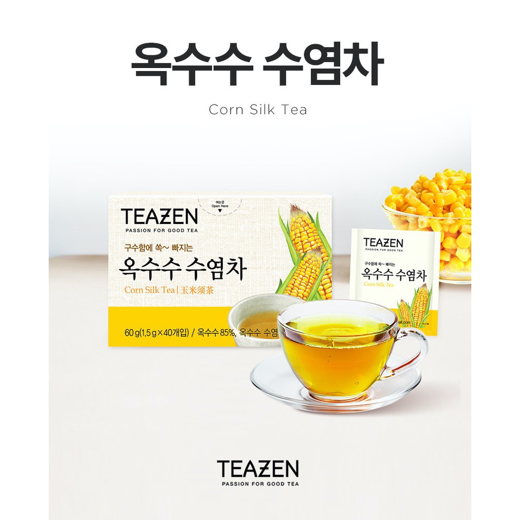 🇰🇷ของแท้พร้อมส่ง🇰🇷 TEAZEN Corn Silk Tea ชาไหมข้าวโพด ชาลดบวม  1 กล่อง 10 ซอง