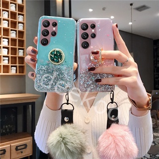 เคสโทรศัพท์ Samsung Galaxy S22 Ultra S22+ Plus A03 Handphone Casing Rhinestone Ring Holder Strap Phone Case Bling Star Space Cover ซัมซุงS22 GalaxyS22 S22Ultra