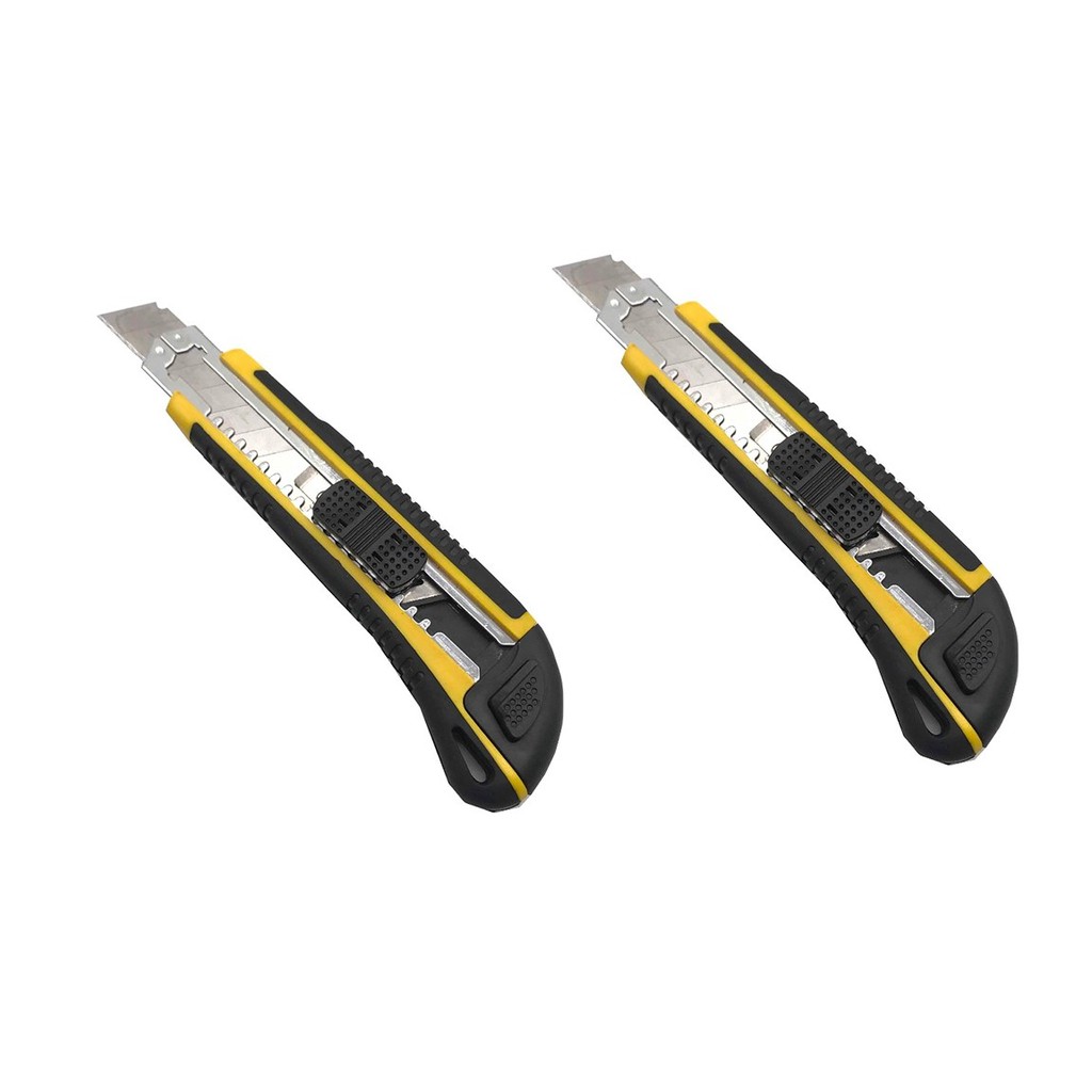 Cutter Knife คัตเตอร์ มีดคัตเตอร์คัตเตอร์ใหญ่ เปลี่ยนใบมีดสำรองได้อัตโนมัติภายใน (แพ็คคู่)