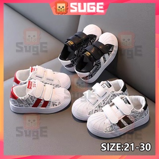 【Suge】รองเท้าผ้าใบลําลอง กันลื่น ลายทาง แฟชั่นฤดูใบไม้ผลิ สําหรับเด็กผู้ชาย และเด็กผู้หญิง เหมาะกับการวิ่ง เล่นกีฬา 2 ชิ้น