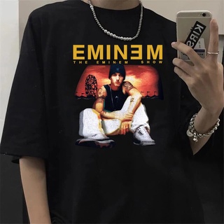 เสื้อผ้าผชTuxinhe เสื้อยืดแขนสั้น พิมพ์ลายกราฟฟิค Rapper Eminem Tour 2002 สไตล์วินเทจ ฮาราจูกุ พังก์ ฮิปฮอป สําหรับผู้ชา