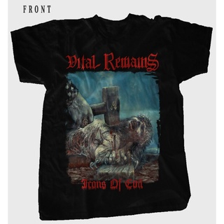 [S-5XL]เสื้อยืดลําลอง แขนสั้น พิมพ์ลาย Vital Remains Icons Of Evil Death Metal Band สีดํา สําหรับผู้ชาย 582832