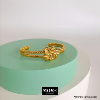 Double Knots Bangle กำไลข้อมือสแตนเลสสีทอง มัดปมซ้อนกัน เครื่องประดับกันน้ำ waterproof