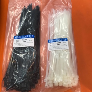 สายรัดเคเบิ้ลไทร์ Cable Tie ขนาด 5* 250mm. ยาว 10 นิ้ว แบบหนา 100 ชิ้น