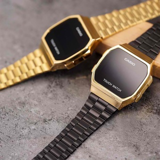 นาฬิกาข้อมือ CASIO หน้าจอสัมผัส กันน้ํา สีทอง สีโรสโกลด์ สไตล์วินเทจ สําหรับชาย และหญิง#168tch