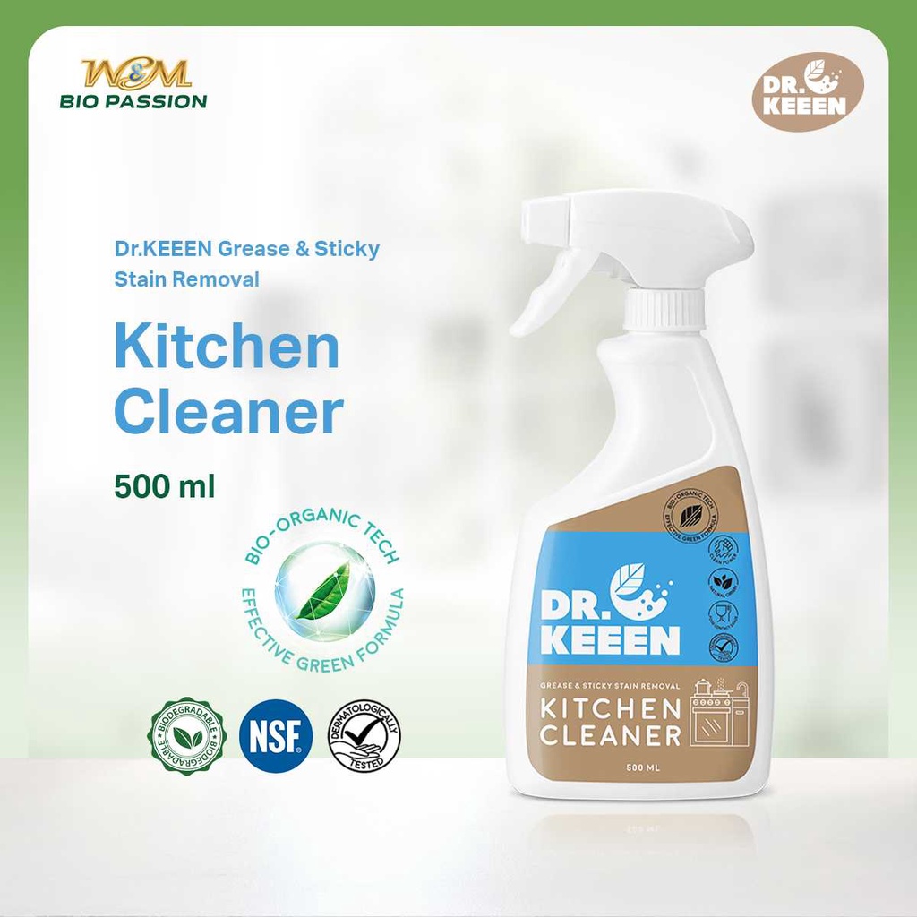 Dr.KEEEN น้ำยาทำความสะอาดครัว Grease&Sticky Stain Removal Kitchen Cleaner500ml สูตรไบโอ มีNSFใช้ได้กับพื้นผิวสัมผัสอาหาร