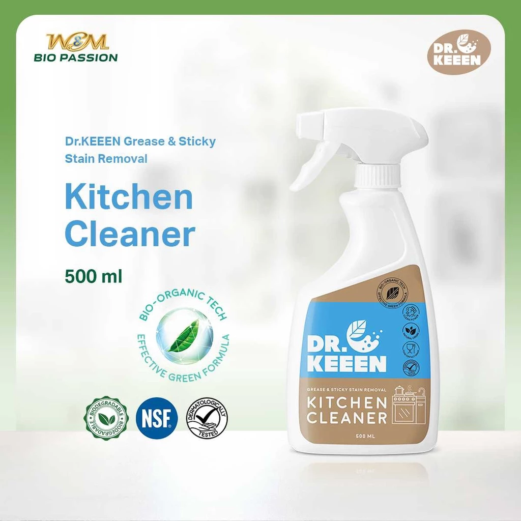 Dr.KEEEN น้ำยาทำความสะอาดครัว Grease&Sticky Stain Removal Kitchen Cleaner500ml สูตรไบโอ มีNSFใช้ได้กับพื้นผิวสัมผัสอาหาร