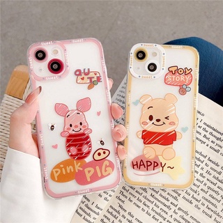 เคสไอโฟน สำหรับ Apple 11 XSmax 13 Case กันกระแทก การ์ตูน วินนี่เดอะพูห์ ลูกหมู TPUนุ่มนิ่ม สำหรับ iPhone7/8Plus XR 12 XS Cover