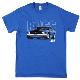 เสื้อยืดสีขาวเสื้อยืด พิมพ์ลาย American Ford Mustang Boss 302 สไตล์วินเทจ แฟชั่นเรโทร สําหรับผู้ชายS-4XL